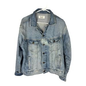 Reformation Jean Jacket sz Large Denim Coat Neutral Blue